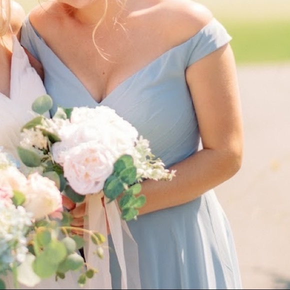 David’s Bridal Dusty Blue Bridesmaid Dress Size 6 - Picture 4 of 4